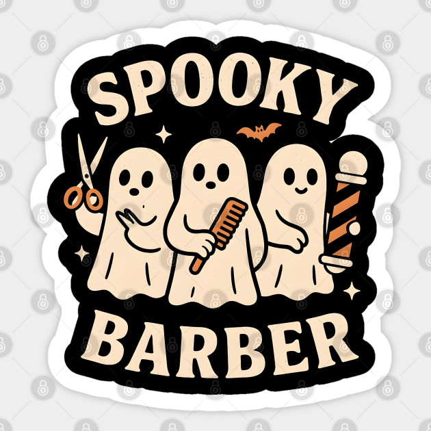 Spooky Barber Ghosts Halloween Design | Funny Haircut Graphic Sticker by MakerMind8.2